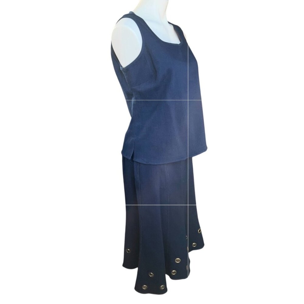 Regalia Womens 3-Piece Denim Suit Set With Grommet Accents Jacket Sleeveless Blo - Picture 3 of 16